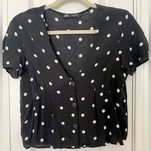 ZARA Polka Dot Crop Blouse